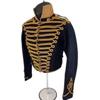 Hussar veste costume or tresse uniforme de cérémonie en coton noir laine napoléonien Vintage Steampunk tunique Pelisse veste
