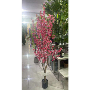 ต้นพีชประดิษฐ์บอนไซทำจากผ้าไหมสำหรับตกแต่งในบ้านร้านอาหารสีชมพู - Product Image 1