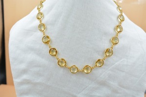 Collar de Plata de Ley 925 al por mayor con piedras preciosas de citrino natural redondas chapadas en oro para bodas - Product Image 2