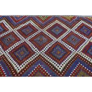 Alfombra de 5.9x12.8 pies, Alfombra Turca Vintage, Alfombra de Lana Roja y Azul Estilo Suroeste - Product Image 5