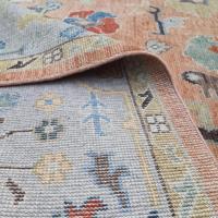 Bester handgefertigter Neuseeland-Woll-Oushak-Teppich, maßgefertigtes traditionelles Design, handgeknüpft, niedriger Flor, Latex-Rückseite, ideal für den Heimboden