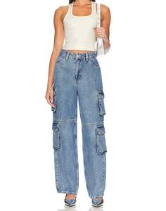 Venta al por mayor de pantalones vaqueros rectos de cintura alta para las mujeres Casual Streetwear Pantalones de mezclilla Pantalones de las señoras y Pantalones - Product Image 1