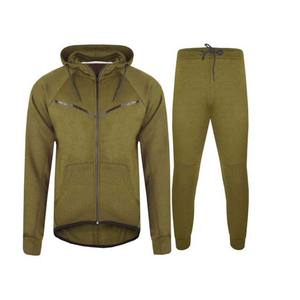 Motif solide bonne qualité 2 pièces ensembles hommes survêtements à capuche vêtements de sport vêtements de sport coton polaire taille élastique hiver imprimé - Product Image 1
