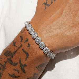 Luxurious White Gold Hip Hop Moissanite Cluster Diamond Tennis Bracelet Fashionable Vintage Style for Party or <b>Wedding</b> Gift - Product Image 2