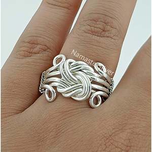925 Sterling Silver Handmade <b>Celtic</b> Knot <b>Ring</b> Vintage Infinity Love Knot Promise Luxury Fine Jewelry Gift for Her - Product Image 2