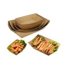 Boîte à lunch jetable écologique Plateau de bateau en papier bagasse en blanc/options de couleur kraft - Product Image 4