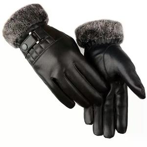 Gants de ski de luxe style mode pour l'hiver en extérieur avec poignets en fourrure de renard, cuir de mouton et matériau PU, mitaines personnalisables avec logo - Product Image 5