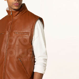 Gilet en cuir décontracté pour homme, respirant, vêtement d'extérieur d'hiver, construction robuste de qualité supérieure pour les motards, look d'inspiration occidentale, longue durée - Product Image 5