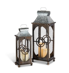 Natural Wood <b>Candle</b> Holder Lantern <b>Set</b> of 2 Feature Modern Frame Design Perfect Addition for Both Every Day and Seasonal Decor - Product Image 5