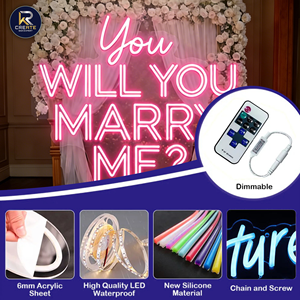 Panneau néon LED personnalisé « Veux-tu m'épouser ? » avec télécommande, en PVC, alimentation DC, pour décoration de mariage - Product Image 4