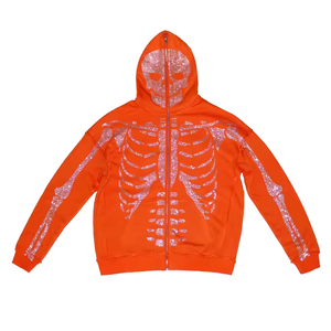 Custom Rhine Stone Hoodies Breathable Logo <b>Top</b> Women <b>Skull</b> Full Zip up Rhinestone Hoodie 2024 - Product Image 5