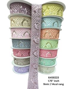 Bordes de encaje bordados solubles en agua multicolor personalizados para diseño de ropa de boda-para proyectos de bricolaje de saris Lehengas Dupattas - Product Image 3