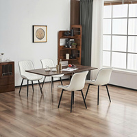 Lot de 2 chaises de salle à manger blanches sans accoudoirs en similicuir avec pieds en métal pour cuisine ou salon moderne