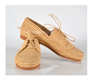 Mocassins couleur baige spécial raphia marocain, chaussures raphia faites à la main, - Product Image 1