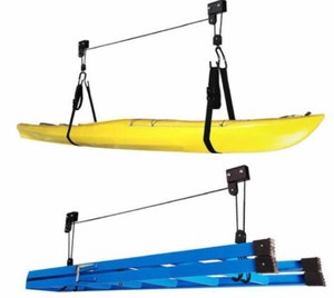 Support de plafond pour vélo et kayak, support mural pour canoë, <span class=keywords><strong>poulie</strong></span> de suspension, crochets, grue de stationnement pour vélo, présentoir mural - Product Image 3
