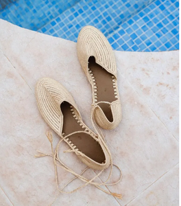 Chaussures plates en raphia tissées à la main pour femmes chaussures d'été marocaines Boho, sandales en paille écologiques, mode éthique faite à la main - Product Image 3