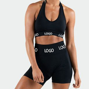 Conjunto de Shorts de Yoga para Mujer, Dos Piezas, Secado Rápido, Material de Spandex/Nailon, Logotipo Personalizado, Servicio OEM, Ropa Deportiva para Gimnasio - Product Image 1