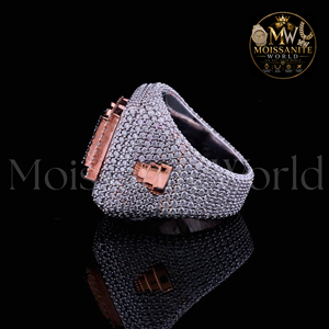 Bague de championnat pour homme en or rose Moissanite World, sertie de diamants noirs certifiés de luxe à griffes, avec lettre USA - Product Image 4