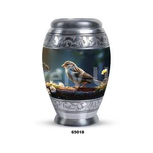 Hot Selling Aluminium Beautiful Sparrow Cremation Adult Urn for Human Ashes Keepsake Funeral Urn With Free <b>Velvet</b> <b>Bag</b> - Product Image 6