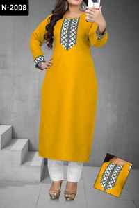 Tela de mezcla de algodón simple para uso étnico indio con hermosos Kurtis DE TRABAJO Dobi para uso informal y diario Kurtis simples para mujeres - Product Image 5