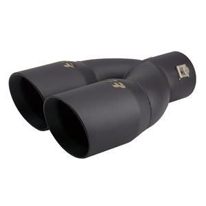 Terminal rond id 63mm double incliné décalé en acier inoxydable noir - Product Image 2