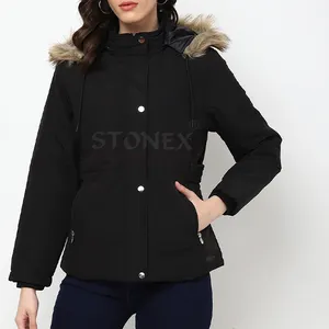 Veste parka matelassée avec capuche détachable Veste parka et manteaux pour femmes Meilleur fabricant Offre Spéciale