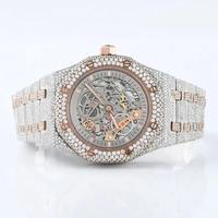 Jam Tangan Moissanite Mewah Laris Manis, Jam Tangan Hip Hop untuk Pria, Jam Tangan Stainless Steel Bust Down dengan Harga Pabrik