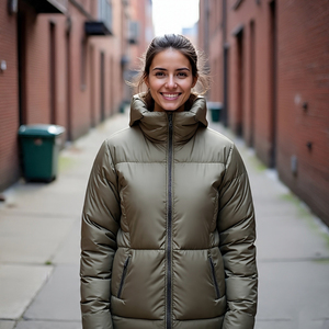 แจ็กเก็ตบุนวมแบบมีฮู้ดถอดได้, เสื้อแจ็กเก็ตสตรีทแวร์ลำลองบุนวมหนาสำหรับผู้หญิงอบอุ่น - Product Image 4