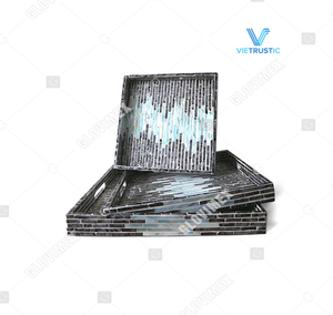 Meilleure nouvelle collection de plateaux de rangement pour la maison design personnalisé naturel acrylique bambou rotin cuir MDF nacre - Product Image 4