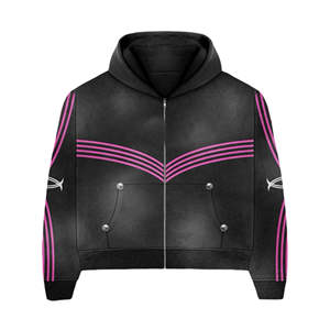 ชุดเซ็ตเสื้อฮู้ดดี้และกางเกงวอร์มสตรีทแวร์คุณภาพสูง ปี 2025 ผ้าฝ้าย 100% สไตล์วินเทจ ซิปแบบคลาสสิก กางเกงทรงขาบานแบบสเวตแพนท์ ลวดลายฟอกสีแบบแอซิดวอช - Product Image 5