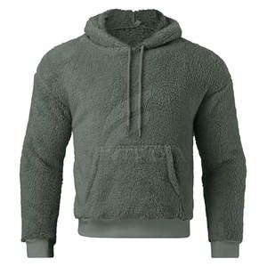 Nueva llegada de los hombres Sherpa sudaderas con capucha de lana con logotipo personalizado patrón sólido liso teñido invierno precio al por mayor ofrecido - Product Image 3