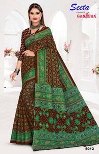 Nhu Cầu Cao Tay Khối In Bông Mulmul <span class=keywords><strong>Saree</strong></span> Với Áo Mảnh Bông Mềm Mùa Hè Mặc Quần Áo Vải Tay Vẽ In Ấn - Product Image 6