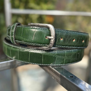 Heavy Duty Durable <b>Mens</b> <b>Belt</b> with Vintage Crocodile Texture High Strength Steel Western Pin <b>Buckle</b> 1-1.5inches Width - Product Image 1