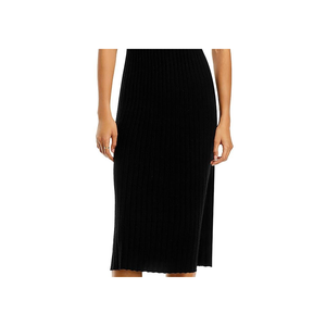 Abito tubino midi C by Bloomingdale's in tessuto di lana a coste di cashmere nero - Product Image 3