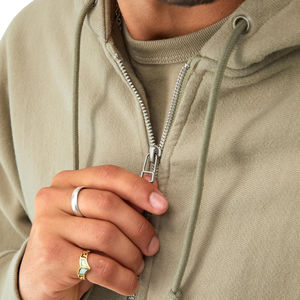 Sweat à capuche pour homme en coton lourd sur mesure, double fermeture éclair, streetwear d'hiver, motif uni, col à capuche, technique de teinture unie - Product Image 5