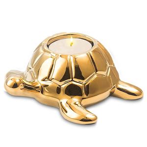 เชิงเทียนตกแต่งสไตล์เต่าแบบตั้งโต๊ะทำจากโลหะเคลือบเงาสีทองแฮนด์เมดเชิงเทียนแฟนซี - Product Image 1