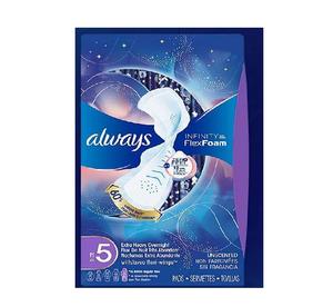 Toallas sanitarias Always Flexfoam con alas, talla 5, extra fuertes, absorción nocturna, sin perfume, 132 unidades, paquete de seis a la venta a bajo precio. - Product Image 3