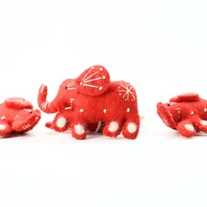 Felt Christmas Ornaments - Felt Hanging Decors - Handmade Red Christmas Felt <b>Elephant</b> - Eco-friendly Handmade Christmas <b>Decor</b> - Product Image 1