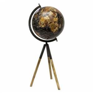 Globe de bureau métallique avec cadre doré et pierre précieuse en fer océanique noir - Product Image 2