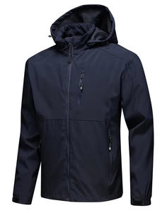 Chaqueta deportiva a prueba de viento de Color sólido para hombre con capucha Diseño de logotipo personalizado OEM Ropa de invierno para exteriores Comercio exterior al por mayor - Product Image 1