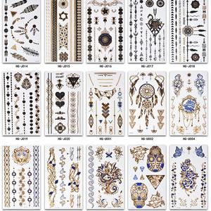 Etiqueta engomada metálica personalizada del <span class=keywords><strong>tatuaje</strong></span> temporal del diseño de la pulsera para la joyería de la muñeca del <span class=keywords><strong>brazo</strong></span> Flash del arte corporal hoja de <span class=keywords><strong>tatuaje</strong></span> no tóxica impermeable - Product Image 5