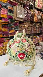 Handmade Indian <b>Gota</b> Embroidered Potli Bag Women New Vintage Dress Fashionable Wedding Gifting Bag Handmade Indian Vintage Dress - Product Image 6