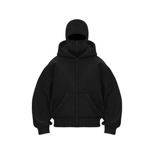 เสื้อฮู้ดมีซิปสำหรับผู้ชายผ้าฝ้าย100% สีทึบถักดีไซน์ใหม่ - Product Image 2