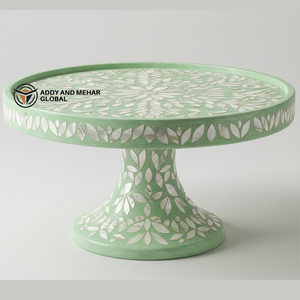 แท่นวางเค้กแบบฝังไม้ถูพื้นสีเขียวทำด้วยมือสำหรับวางเค้กและขนมหวาน - Product Image 6