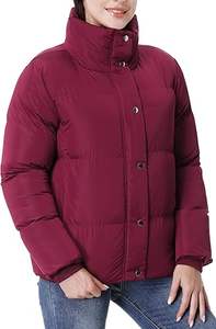 Chaqueta Parka de invierno acolchada de Color marrón liso de la mejor calidad para exteriores, chaquetas acolchadas de burbujas de nailon Unisex informales - Product Image 2