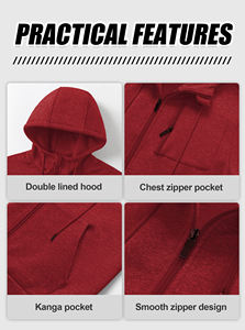 Sweats à capuche pour hommes pulls en coton surdimensionnés personnalisés sweats à capuche Streetwear vestes zippées en polaire vêtements de sport décontractés pour l'hiver - Product Image 6