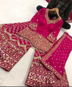 Última Moda Casual, Yukata de Seda y Algodón con Estampado Floral, Elegante Ropa Formal, Top de Lino, Pantalón, Dupatta con Detalles de Borlas - Product Image 2