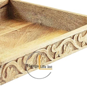 Bandeja Decorativa Rectangular de Madera Tallada a Mano, Ecológica y Vintage, con Diseño Rústico Grabado, para Decoración del Hogar - Product Image 5