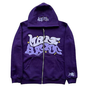 Kivotech personnalisé hommes logo Boxy sweat à capuche Vintage minéral détresse bleu surdimensionné délavé à l'acide sweat à capuche zippé - Product Image 3