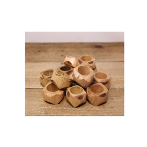 Porte-ronds de serviette en bois plaqué or Accessoires de table Anneaux de serviette avec forme ronde et pièce de design sculptée - Product Image 1